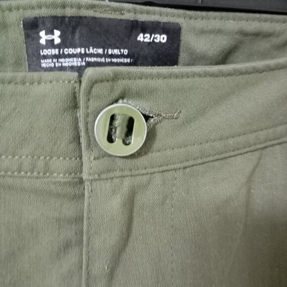 Under Armour Mens Loose Fit Nylon Cargo Pants Size 42/30 Green - Picture 5 of 11